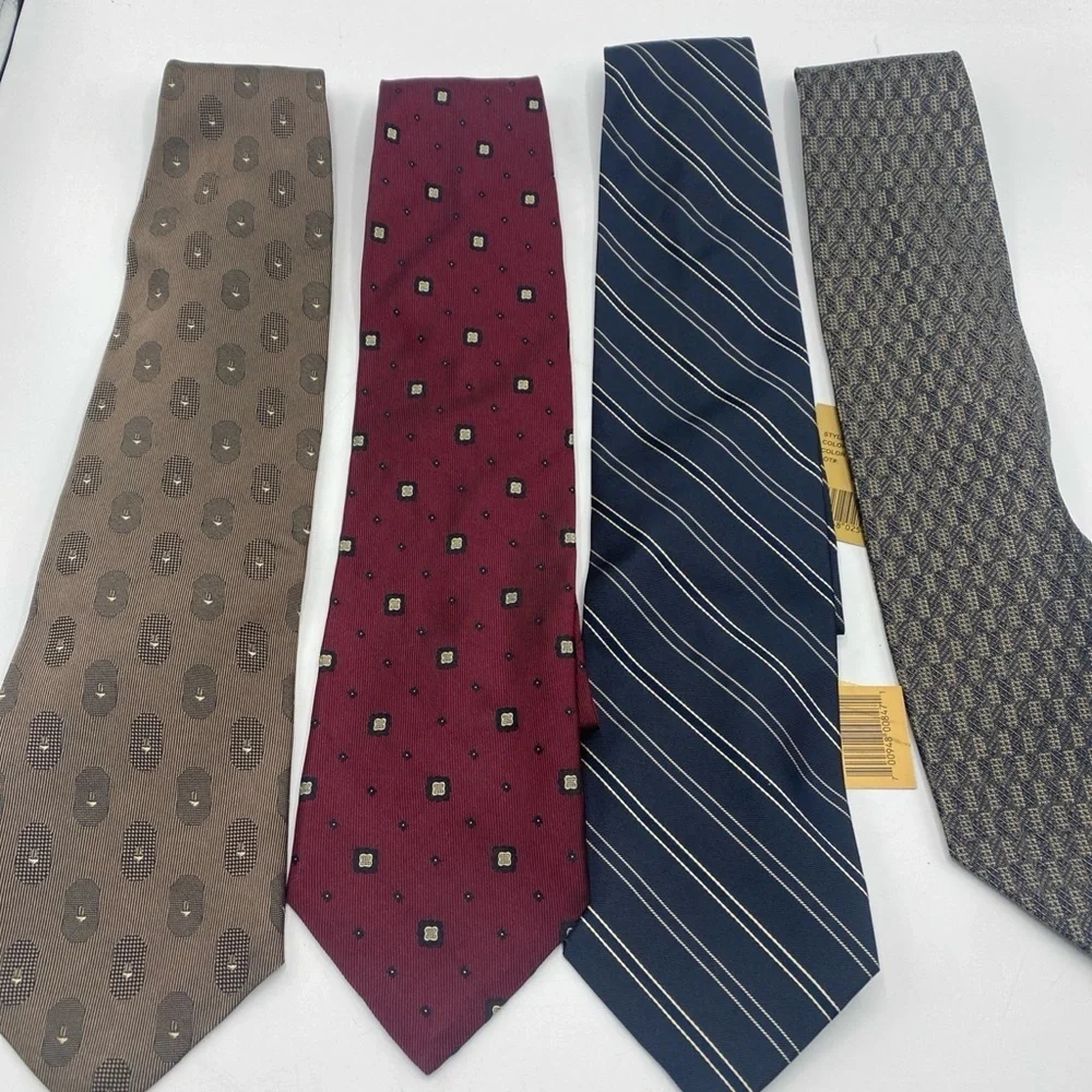Vintage Donna Karan Signature All Silk Tie Italy Lot textured 2 New / 2 Used